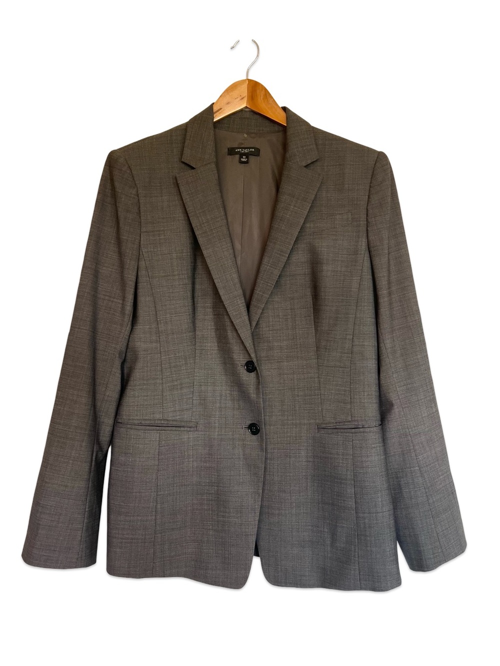 Ann Taylor gray wool blend blazer jacket Size 12 Office Work jacket Preppy